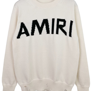 Рваный свитер с надписью AMIRI 30173