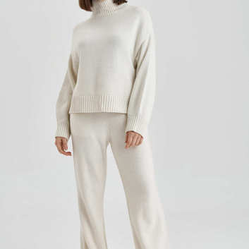Теплый белый свободный женский костюм Loro Piana 27920-1