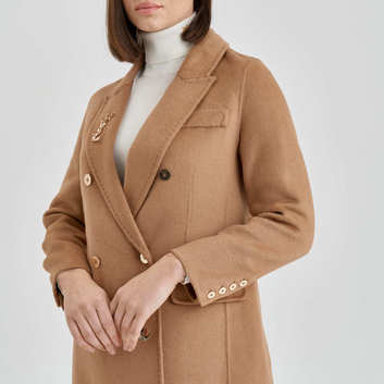 Бежевый двубортный пиджак для женщин YSL 28270