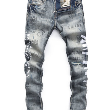 Серые джинсы с надписями Amiri 30404