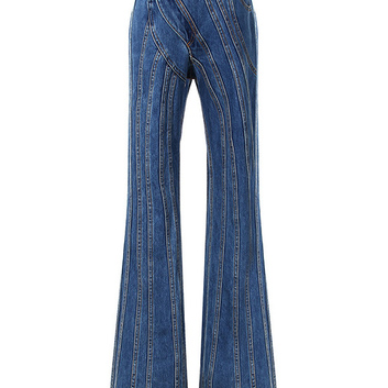 Модные синие джинсы клеш для женщин 30462