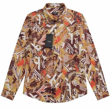 Рубашка с коричневым принтом Fendi 30609