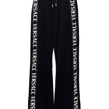 Бархатные брюки с лампасами Versace 30809