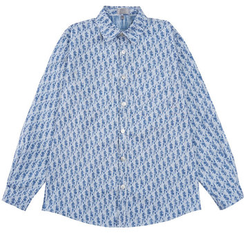 Голубая мужская рубашка с принтом Dior 30876