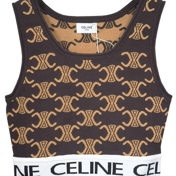 Коричневый топ без рукавов Celine 31091