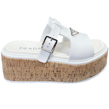 Резиновые шлепанцы на танкетке Prada 31176