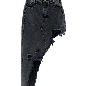 Асимметричная джинсовая юбка с бахромой 31271