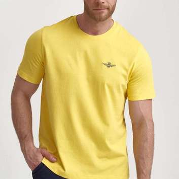 Однотонная желтая хлопковая футболка Aeronautica Militare 5466