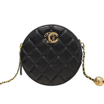 Круглая стеганая сумка из кожи Chanel 31389