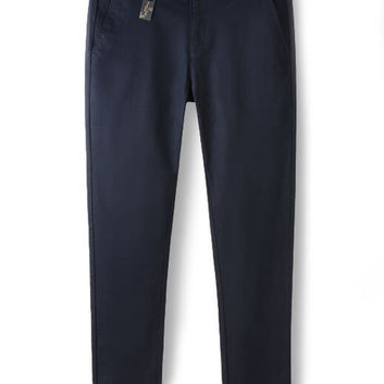 Темно-синие хлопковые брюки Massimo Dutti 31437-1