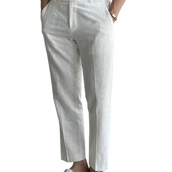 Белые мужские льняные штаны-чиносы 31436-1