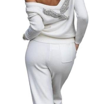 Кашемировый белый спортивный костюм 13291-1