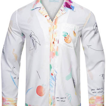 Мужская белая рубашка с принтами Casablanca 30932-1